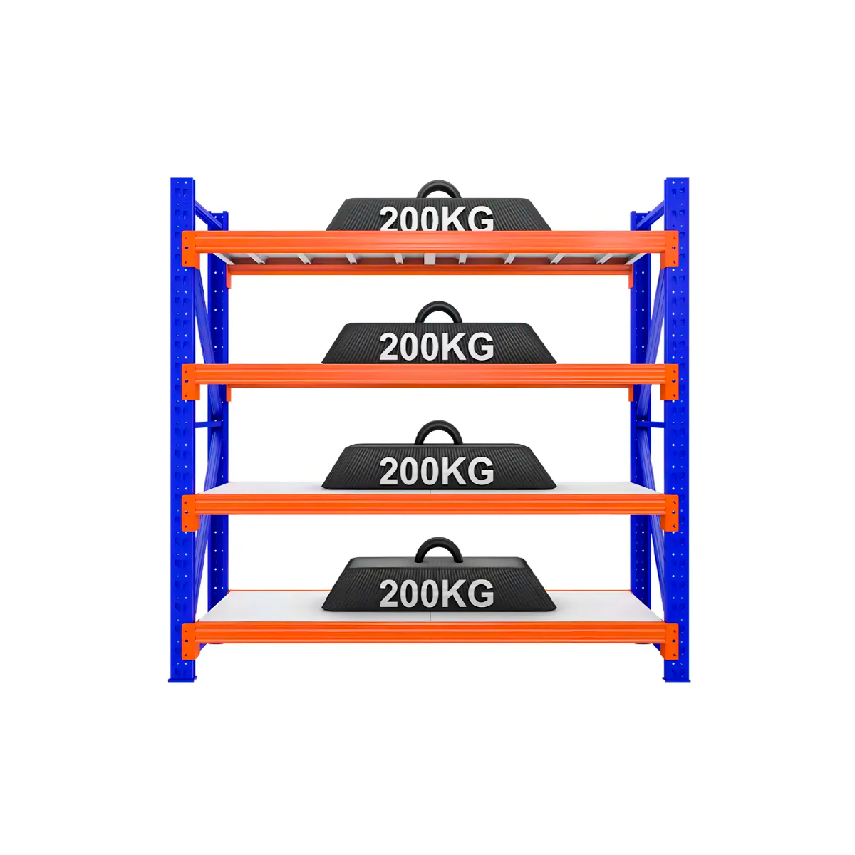 Estantería Metálica Fácil Encastre 4 Niveles 2x2x0.6m 800kg Azul Con Naranja