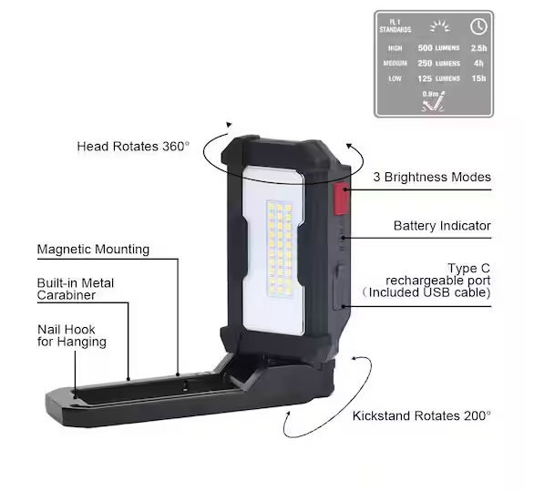 Luz Recargable Husky 500 Lumens