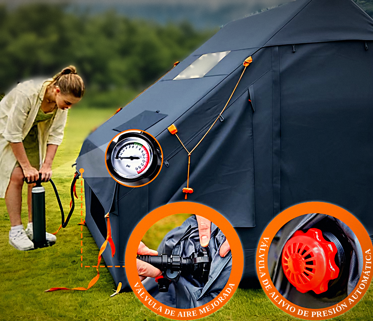Carpa Inflable Para Camping 2-4 Personas