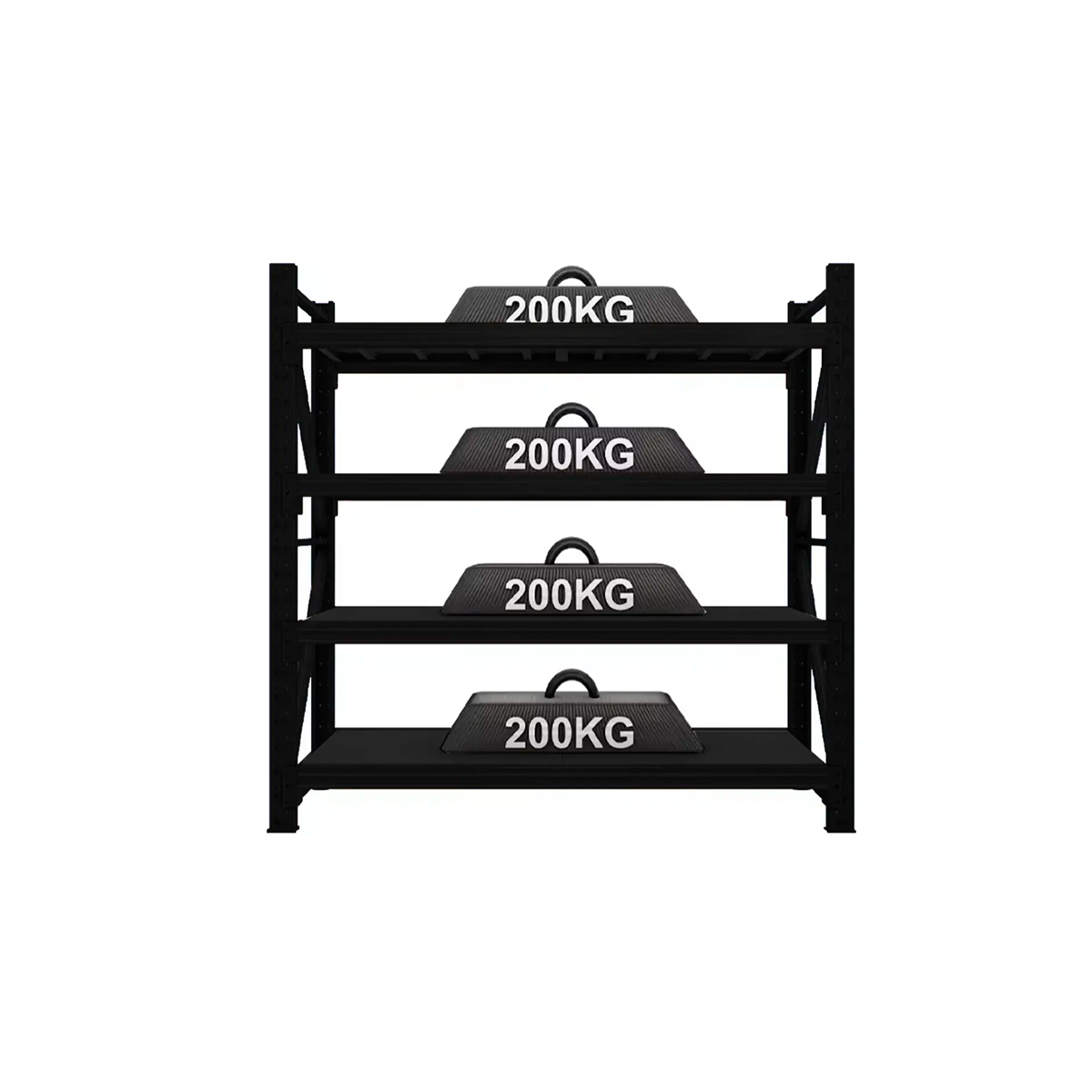 Estantería Metálica Fácil Encastre 4 Niveles 2x2x0.6m 800kg Negro