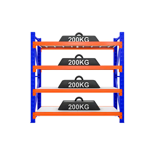 Estantería Metálica Fácil Encastre 4 Niveles 2x2x0.6m 800kg Azul Con Naranja