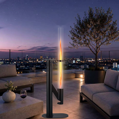 Estufa de Pellets Exterior – Chimenea De Patio Con Tubo De Vidrio